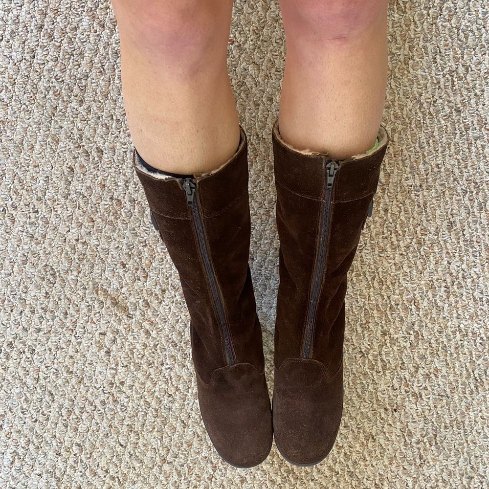 vintage suede and sheepskin boots